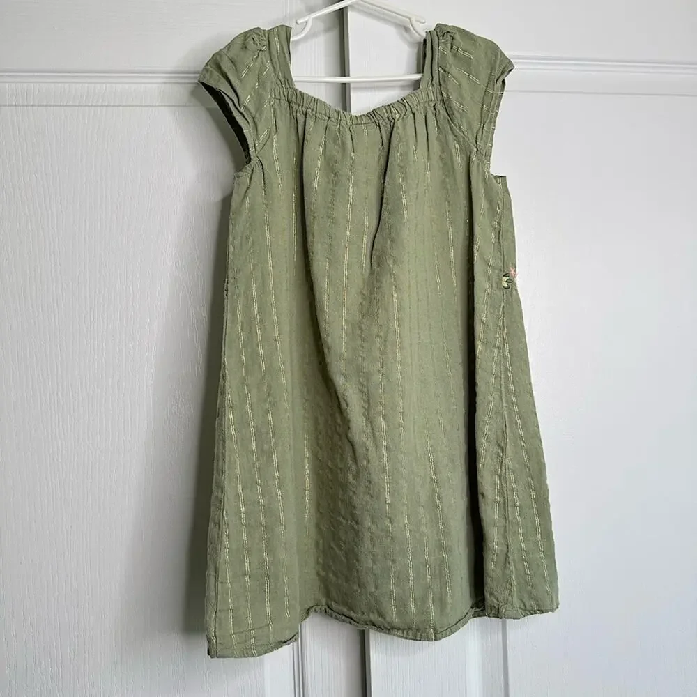 Gymboree Girls Embroidered Floral Dress Fairytale Forest Mushroom Floral Green 6